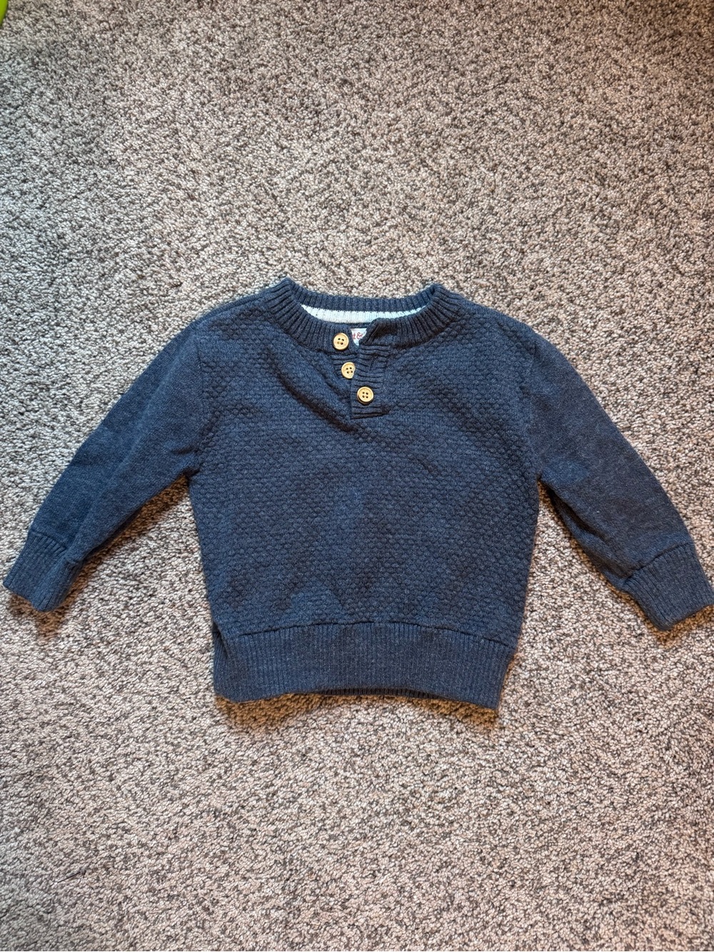 Toddler Navy Knit Henley Sweater - Classic Pullover